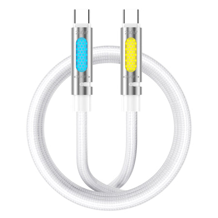 Cablu USB-C - USB-C 1,2 m 240W cu RGB și aromaterapie alb Bwoo GSM195158