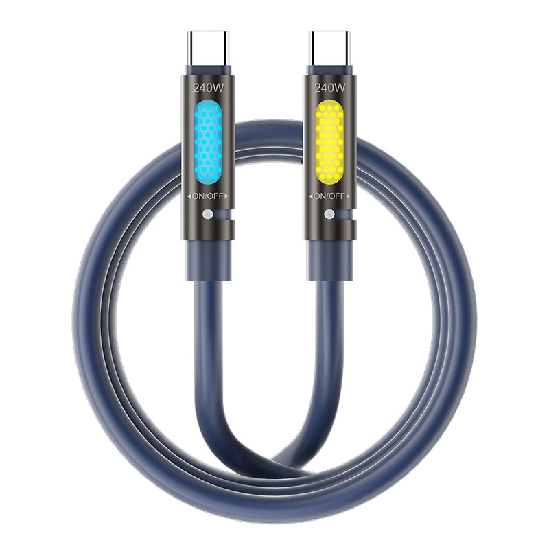 Cablu USB-C - USB-C 1.2 m 240 W cu RGB, aromaterapie, negru Bwoo GSM196445