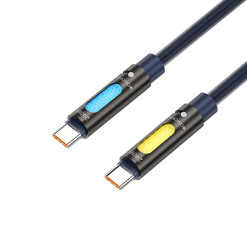 Cablu USB-C - USB-C 1.2 m 240 W cu RGB, aromaterapie, negru Bwoo GSM196445