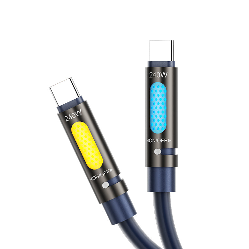 Cablu USB-C - USB-C 1.2 m 240 W cu RGB, aromaterapie, negru Bwoo GSM196445