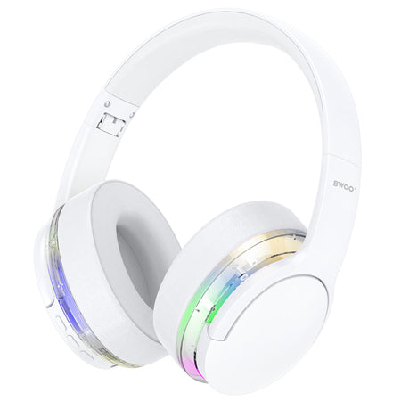 Căști Bluetooth cu anulare activă a zgomotului, iluminare RGB, autonomie 10 ore, Bwoo