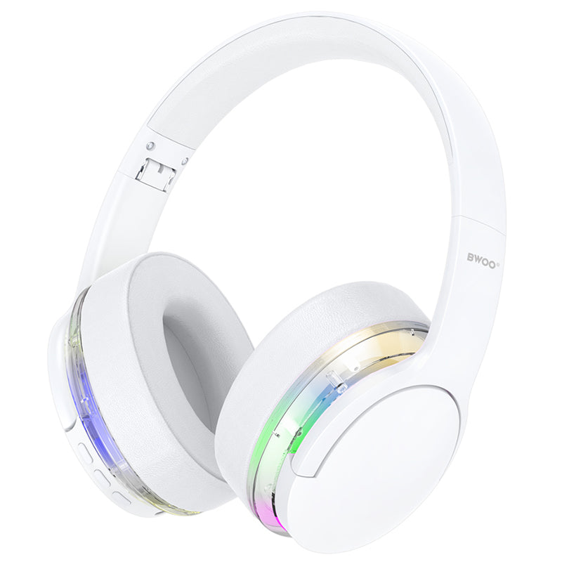 Căști Bluetooth cu anulare activă a zgomotului, iluminare RGB, autonomie 10 ore, Bwoo