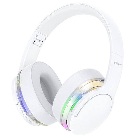 Căști Bluetooth cu anulare activă a zgomotului, iluminare RGB, autonomie 10 ore, Bwoo