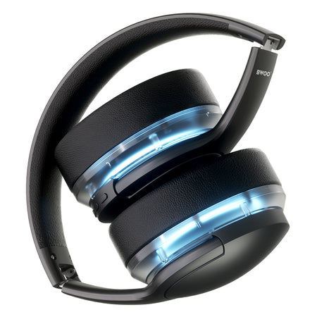 Căști Bluetooth cu anulare activă a zgomotului, iluminare RGB, autonomie 10 ore, Bwoo