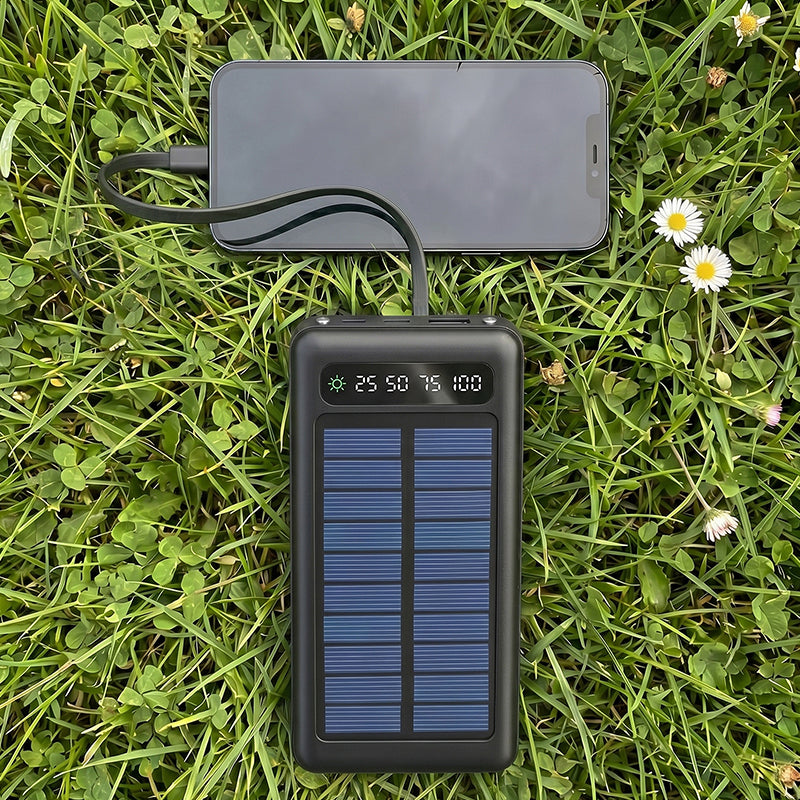 Power bank solar 20000 mAh, negru, 3 porturi USB, Setty GSM196780