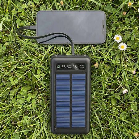 Power bank solar 20000 mAh, negru, 3 porturi USB, Setty GSM196780