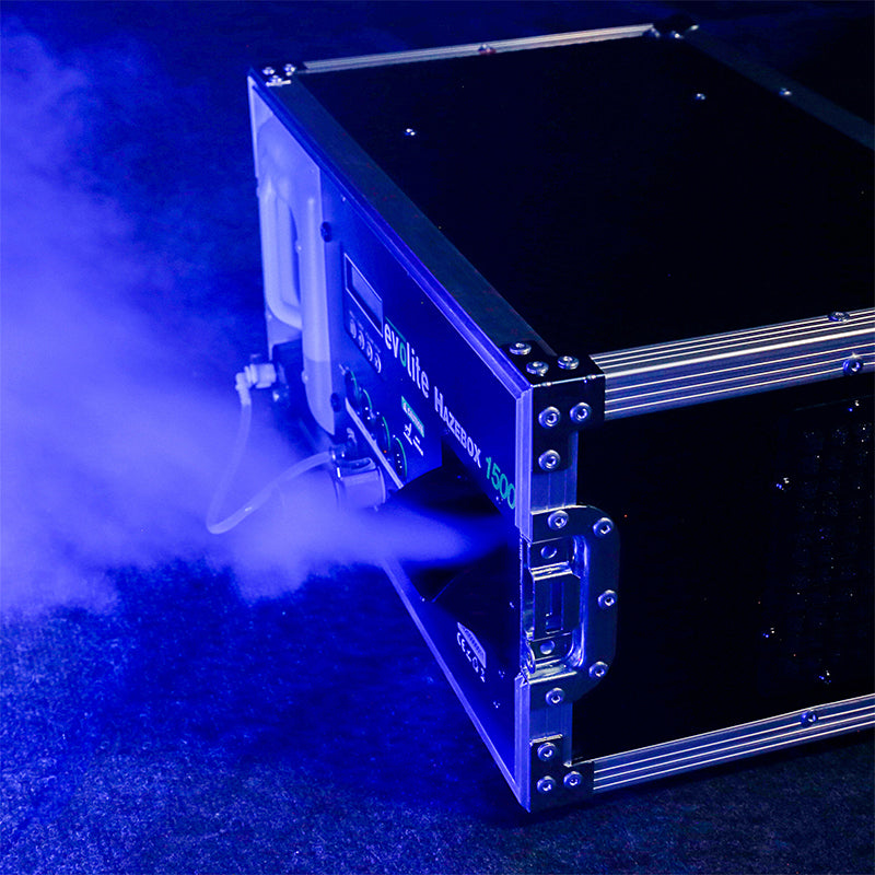 Mașină profesională de ceață 1500 W cu cutie transport, Evolite HAZEBOX1500