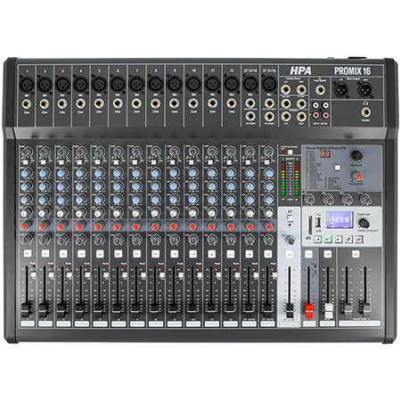 Mixer digital 16 canale cu 48V, BT, USB, SD, multi-efecte HPA HPAPROMIX16