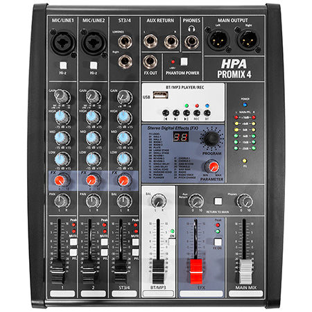 Mixer digital 4 canale 48V, Bluetooth, USB/SD, HPA HPAPROMIX4
