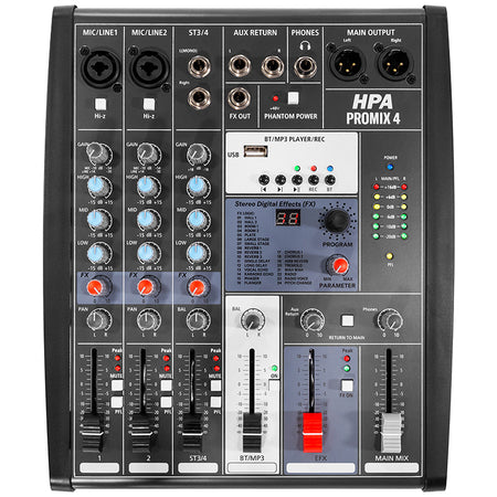 Mixer digital 4 canale 48V, Bluetooth, USB/SD, HPA HPAPROMIX4