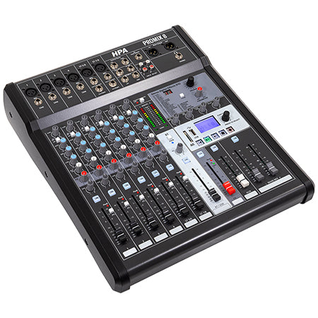 Mixer digital 8 canale cu USB, Bluetooth și alimentare 48 V HPA HPAPROMIX8