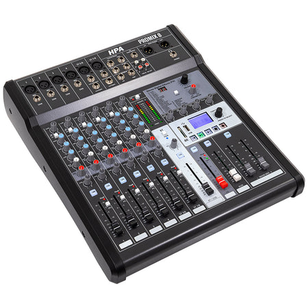 Mixer digital 8 canale cu USB, Bluetooth și alimentare 48 V HPA HPAPROMIX8