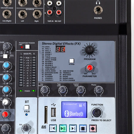 Mixer digital 8 canale cu USB, Bluetooth și alimentare 48 V HPA HPAPROMIX8