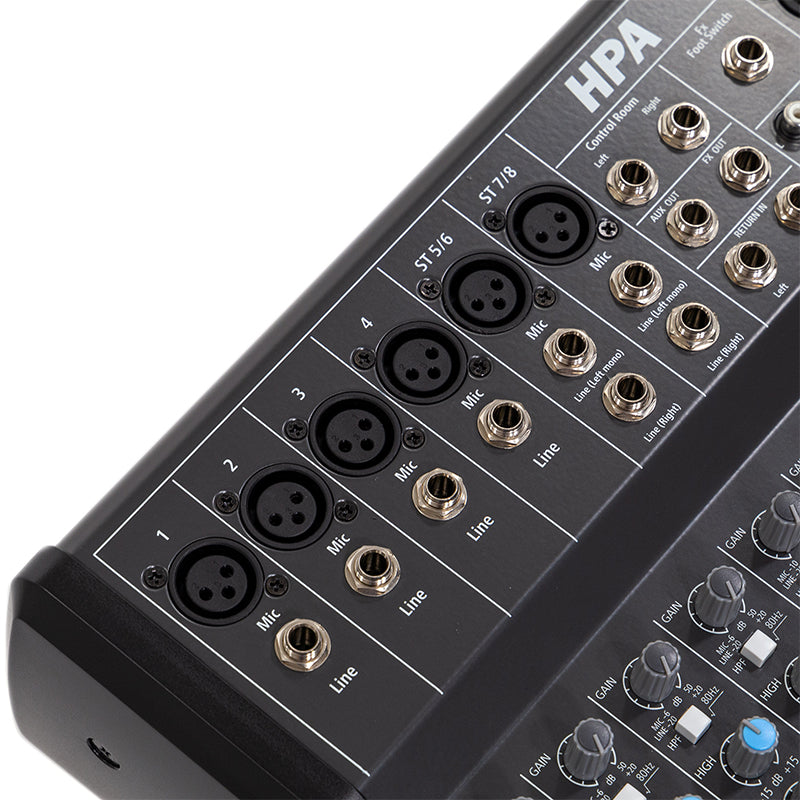 Mixer digital 8 canale cu USB, Bluetooth și alimentare 48 V HPA HPAPROMIX8