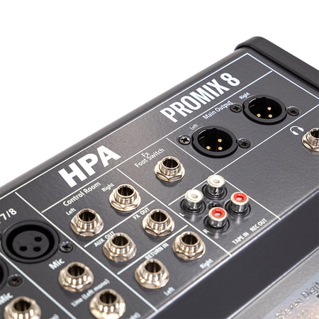 Mixer digital 8 canale cu USB, Bluetooth și alimentare 48 V HPA HPAPROMIX8