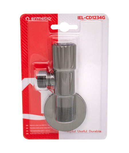 Robinet colțar Ermetiq din inox SUS304 1/2 x 3/4 cu finisaj gri mat