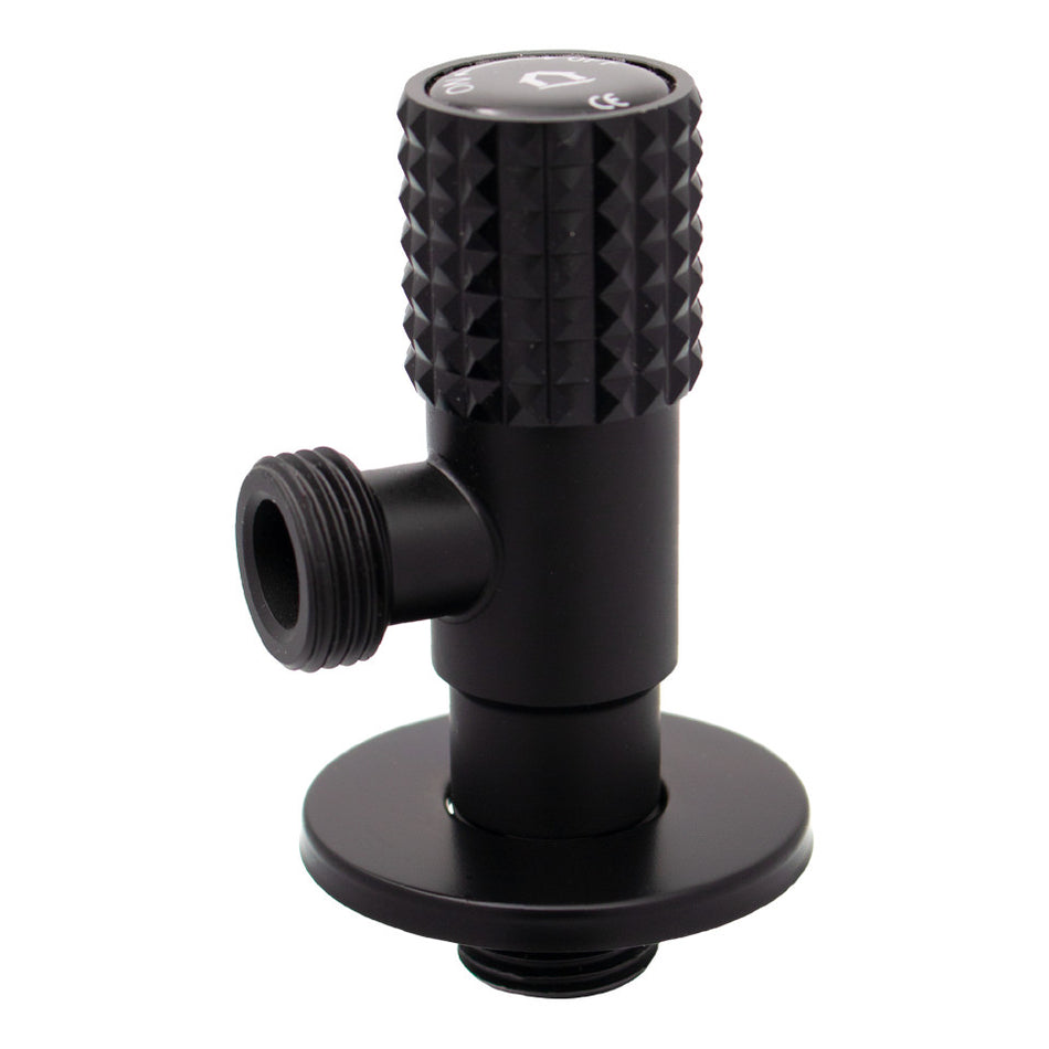 Robinet colțar Ermetiq din inox SUS304 de 1/2″ × 1/2″ negru mat