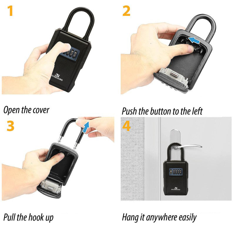 Seif tip lacăt pentru chei cu combinație din 4 cifre Velamp IG014