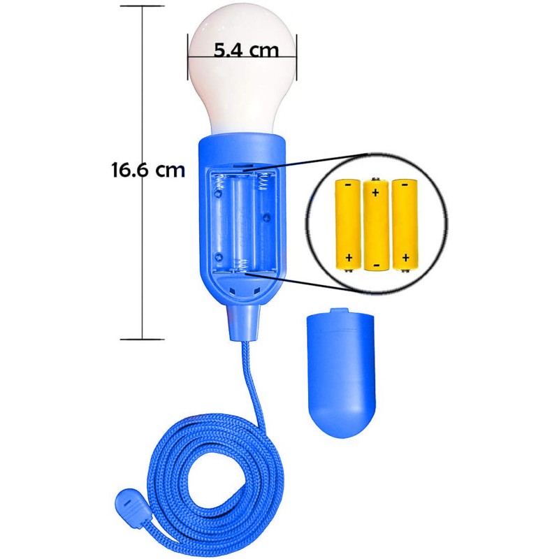 Lampă LED retro cu baterii albastră de 50 lm cu cablu de 105 cm Velamp IL84-B
