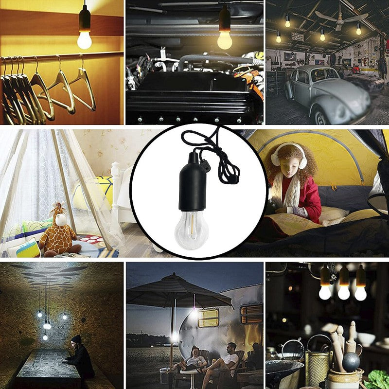Lampă LED retro cu filament pe baterii, cu lumină caldă și cablu de 100 cm, neagră Velamp IL84-F