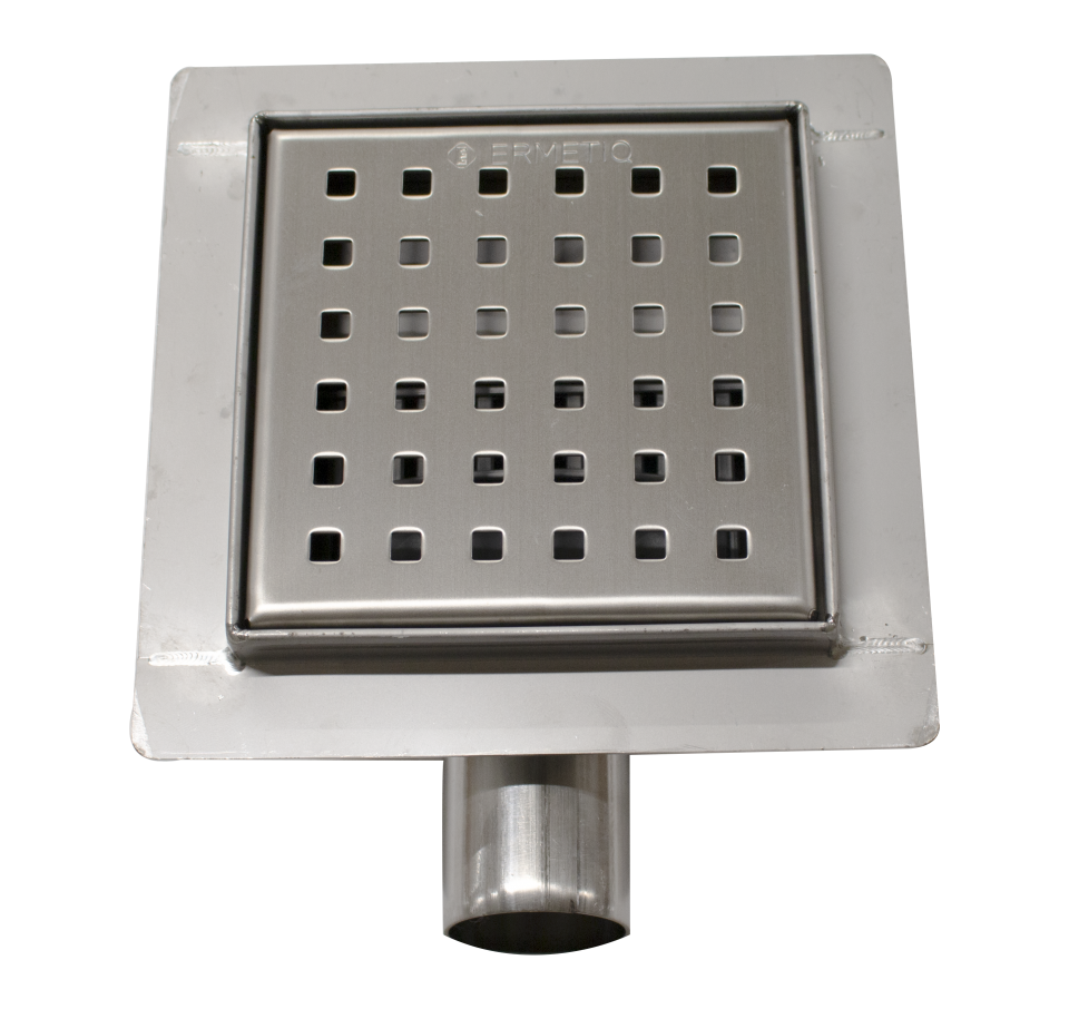 Sifon de pardoseală din inox cu ieșire laterală POINTS 120×120 mm / 40-50 mm