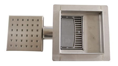 Sifon de pardoseală din inox cu ieșire laterală POINTS 120×120 mm / 40-50 mm