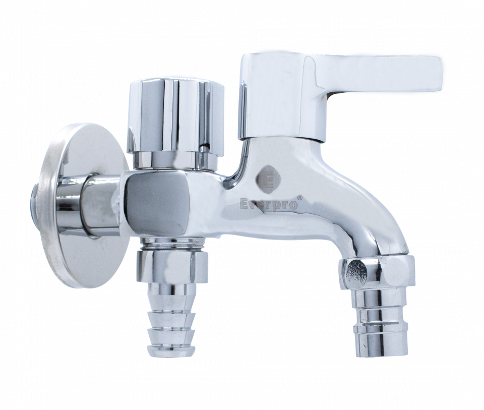 Robinet combinat cu portfurtun și cuplare rapidă din alamă nichelată cu filet exterior 1/2″