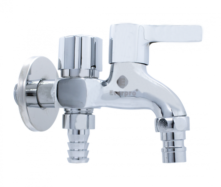 Robinet combinat cu portfurtun și cuplare rapidă din alamă nichelată cu filet exterior 1/2″