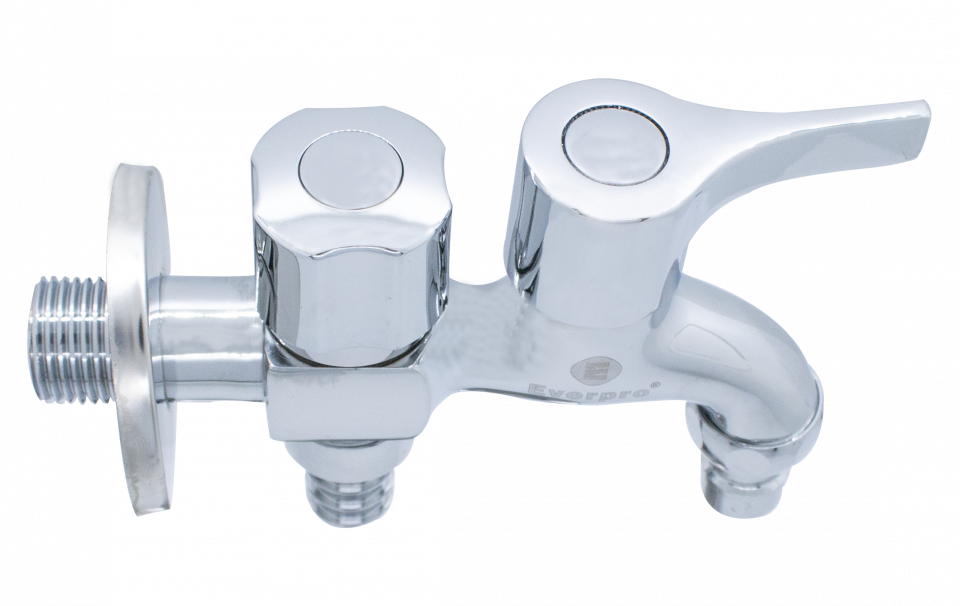 Robinet combinat cu portfurtun și cuplare rapidă din alamă nichelată cu filet exterior 1/2″