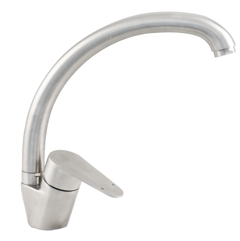 Baterie de bucătărie tip lebădă Ermetiq monocomandă din inox SUS 304 cu pipă rotativă la 360°