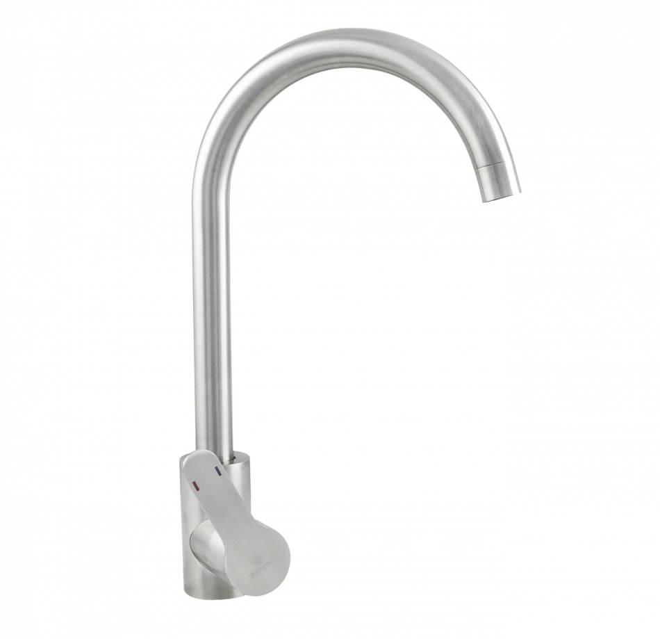 Baterie de bucătărie Ermetiq din inox SUS 304 monocomandă cu pipă tip U rotativă la 360°