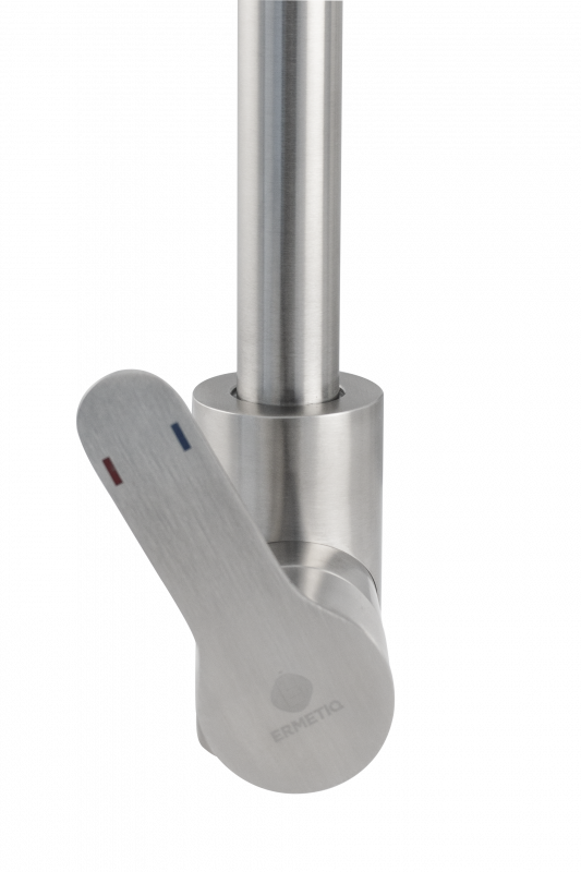 Baterie de bucătărie Ermetiq din inox SUS 304 monocomandă cu pipă tip U rotativă la 360°