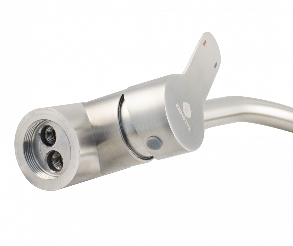 Baterie de bucătărie Ermetiq din inox SUS 304 monocomandă cu pipă tip U rotativă la 360°