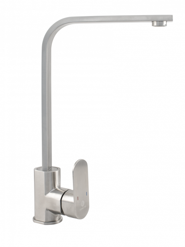 Baterie de bucătărie monocomandă FLAT din inox SUS 304 cu pipă înaltă rotativă la 360°