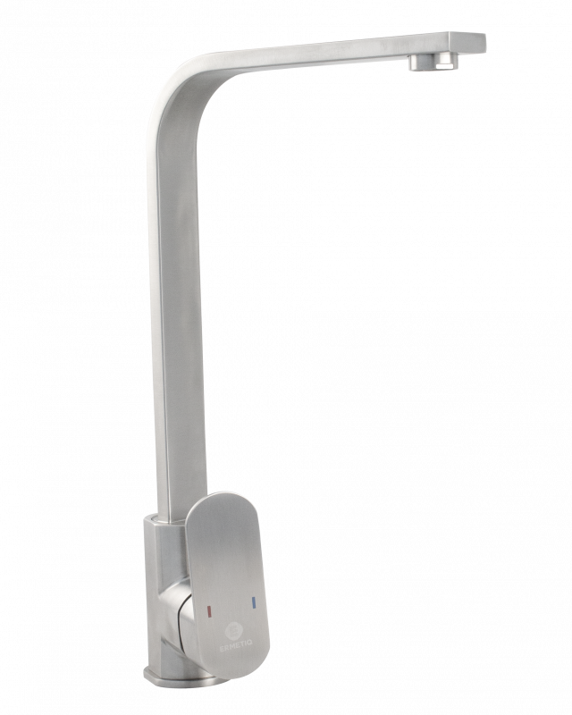 Baterie de bucătărie monocomandă FLAT din inox SUS 304 cu pipă înaltă rotativă la 360°