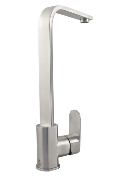 Baterie de bucătărie monocomandă FLAT din inox SUS 304 cu pipă înaltă rotativă la 360°