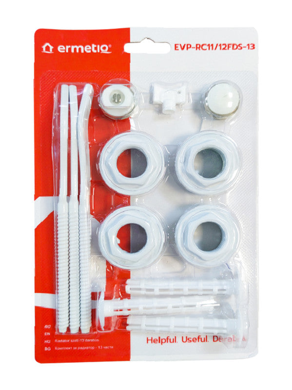 Set accesorii montaj calorifer din aluminiu cu 13 piese și reducții 1" x 1/2"