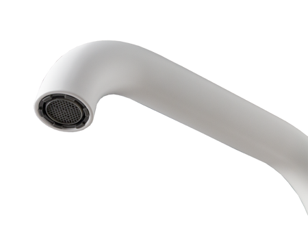 Baterie bucătărie monocomandă albă cu țeavă din inox și pipă rotativă la 360 de grade