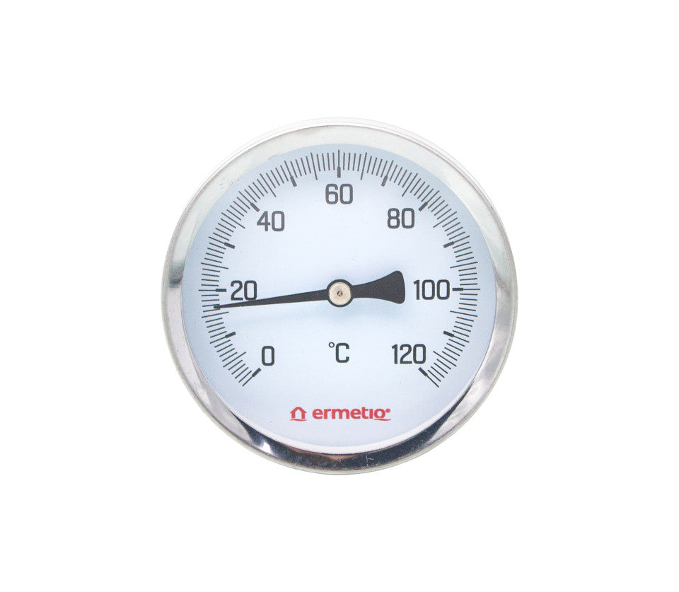 Termometru de imersie axial Ermetiq cu cadran de 63 mm și tijă de 100 mm, 0-120 °C