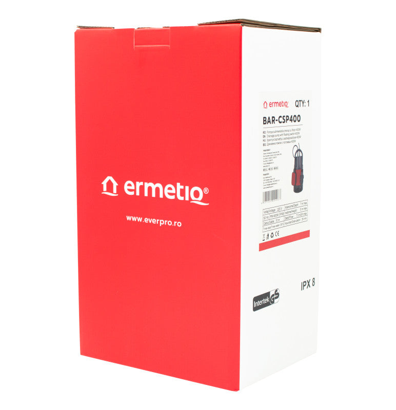 Pompă submersibilă cu flotor CSP 400 pentru apă murdară de 400 W cu debit 7,3 m³/h