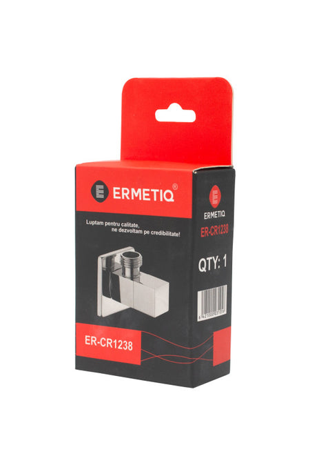 Robinet colțar din alamă cromată cu cartuș ceramic și racord 1/2" × 3/8"