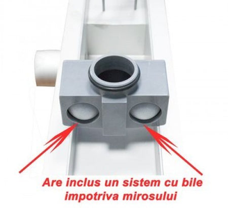 Rigolă de duș din oțel inoxidabil cu evacuare orizontală de 700 × 70 mm