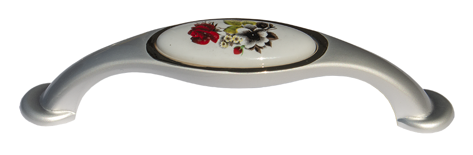 Mâner mobilier argintiu mat cu inserție din ceramică de 160 mm