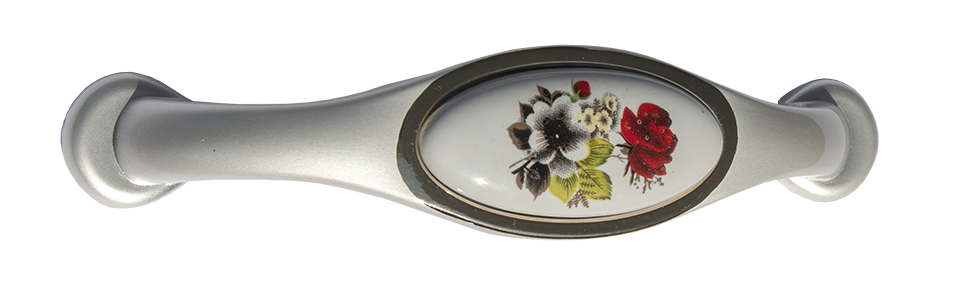 Mâner mobilier argintiu mat cu inserție din ceramică de 160 mm
