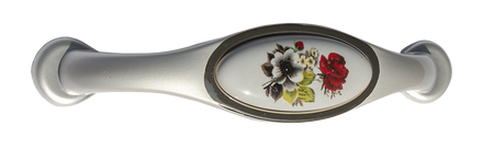 Mâner mobilier argintiu mat cu inserție din ceramică de 160 mm