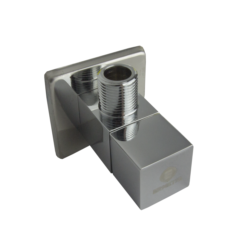 Robinet colțar din alamă cromată cu design modern și racord 1/2" x 3/4"