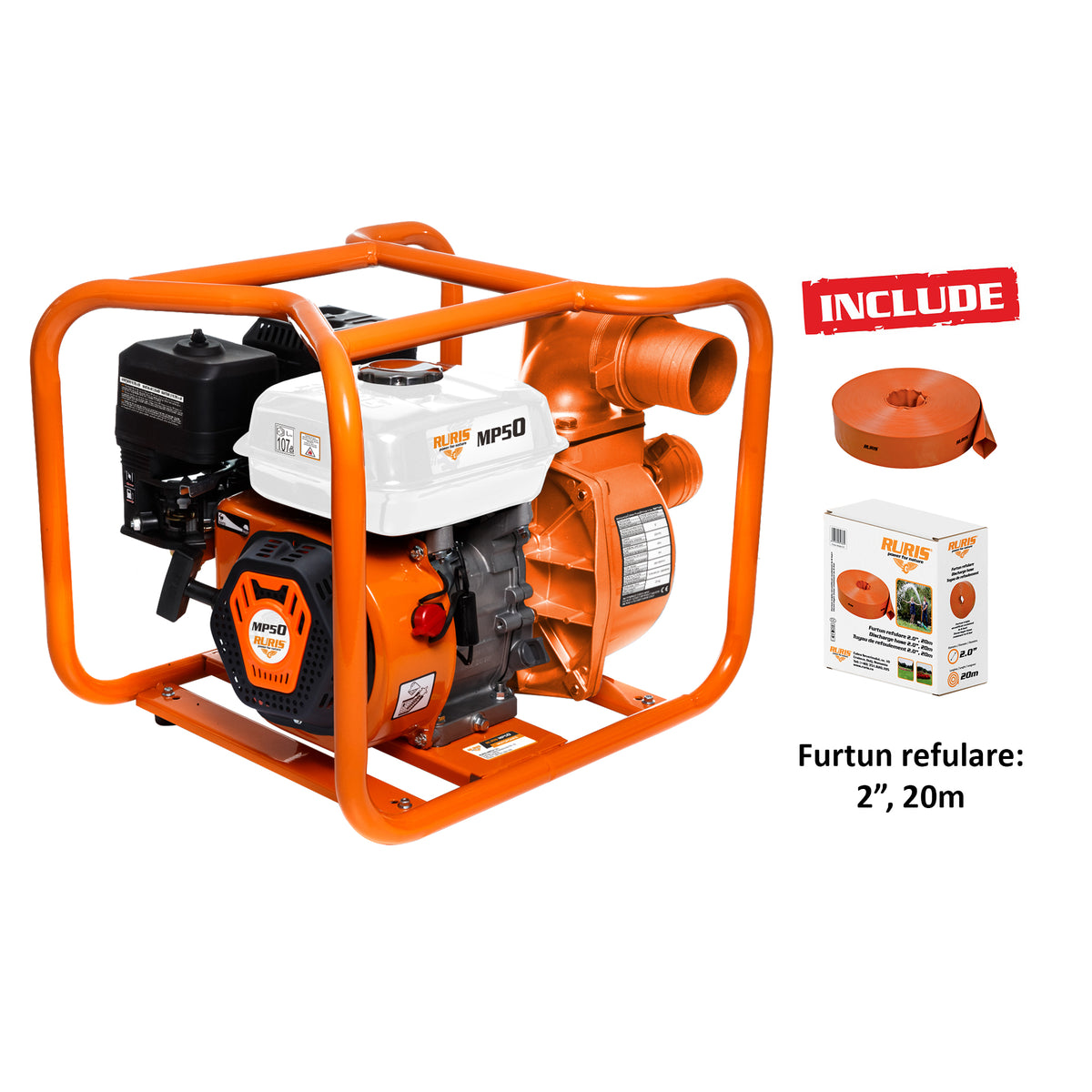 Motopompa Ruris Mp 50 + Furtun Refulare 2`` 20m