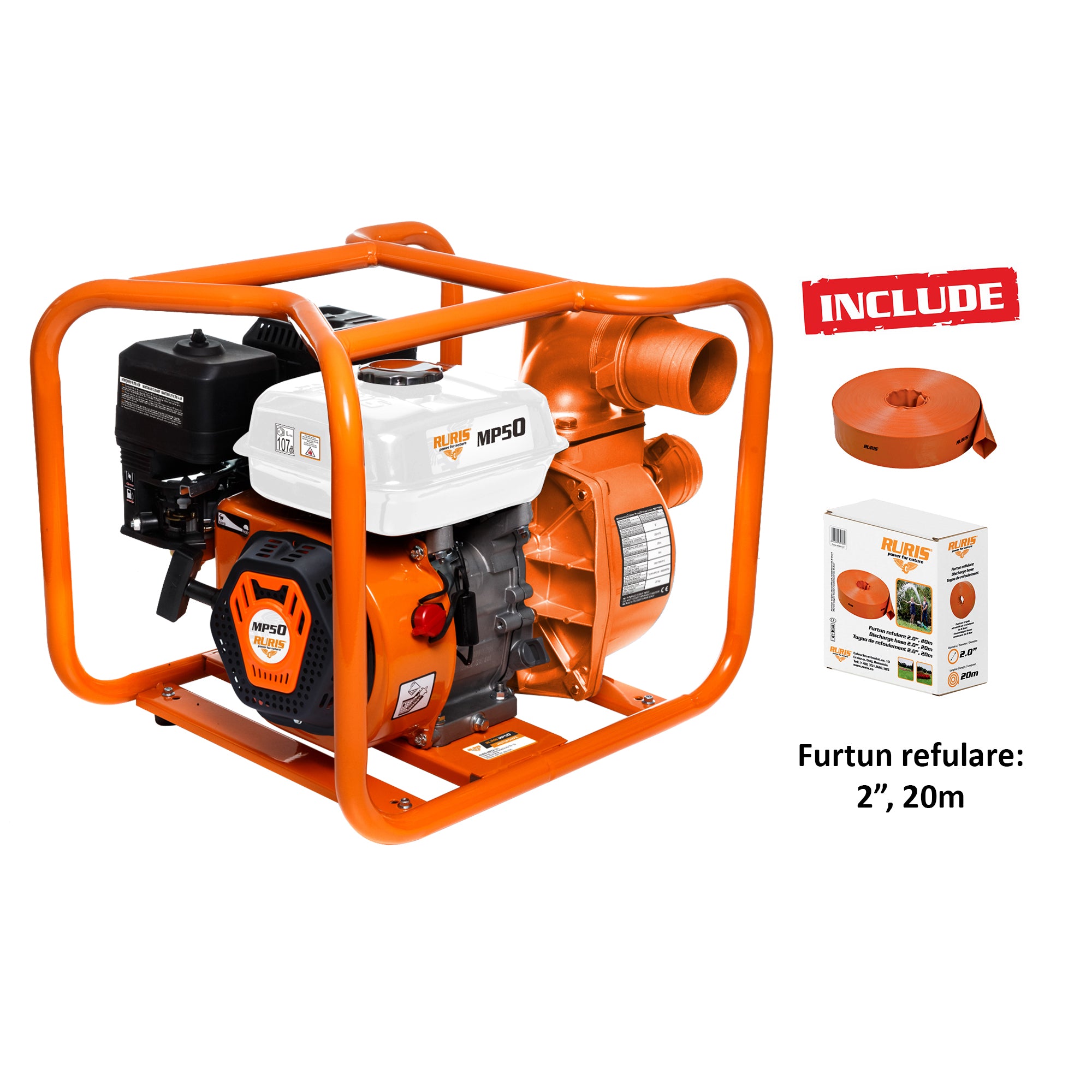 Motopompa Ruris Mp 50 + Furtun Refulare 2`` 20m