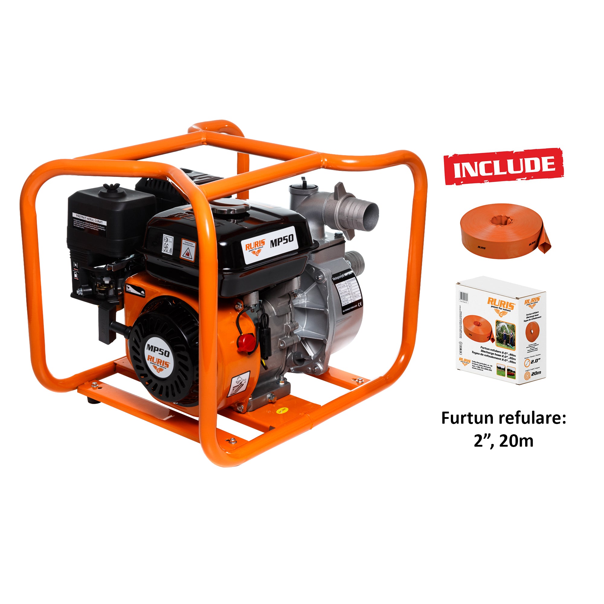 Motopompa Ruris Mp 50 + Furtun Refulare 2`` 20m