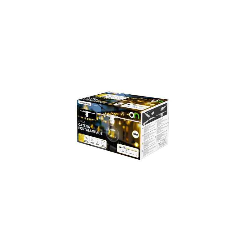 Ghirlandă luminoasă pentru exterior cu 10 dulii E27 și cablu alb de 10 m K-22025070
